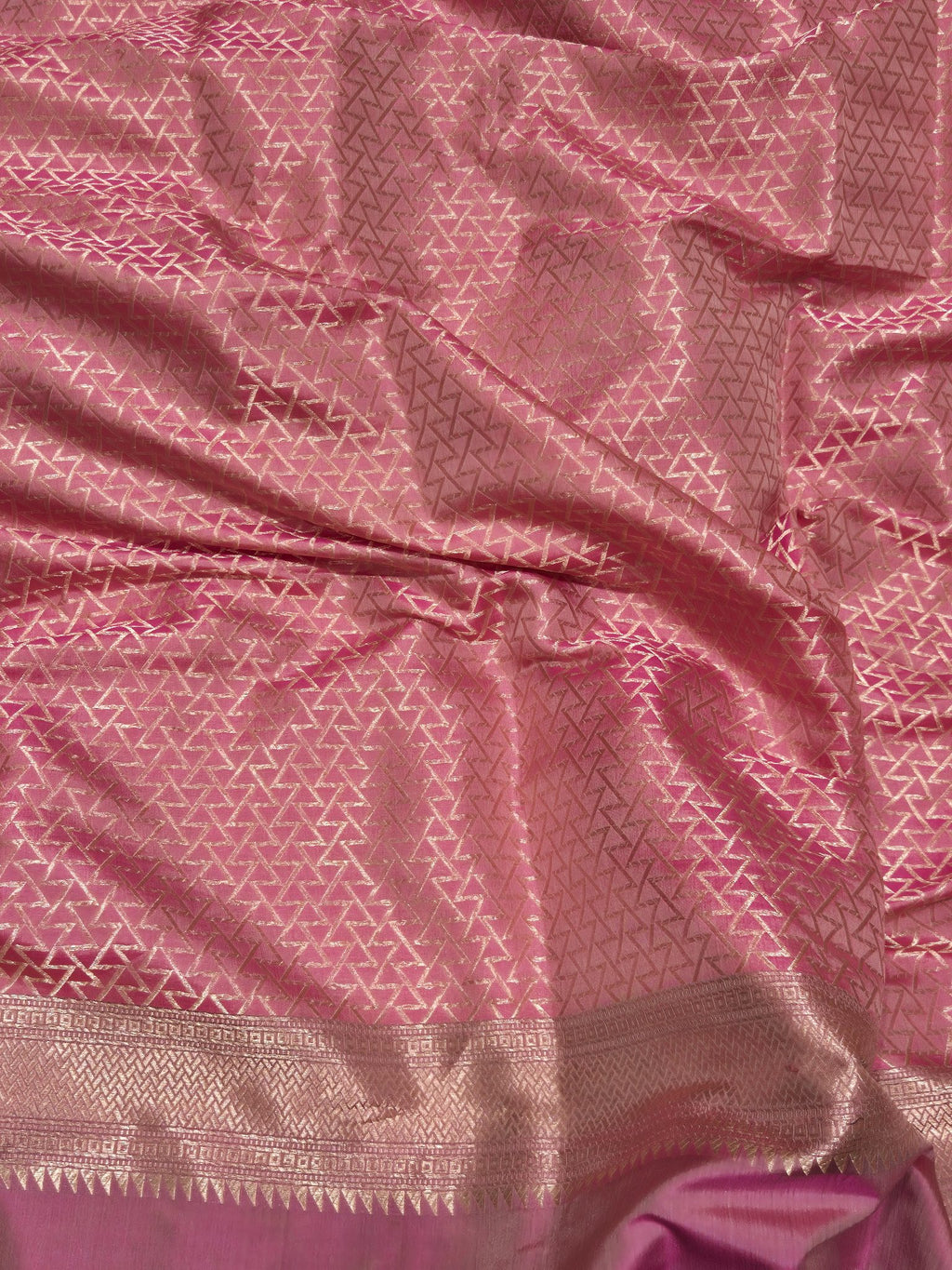 Pink Mulberry Silk Banarasi saree texture detail