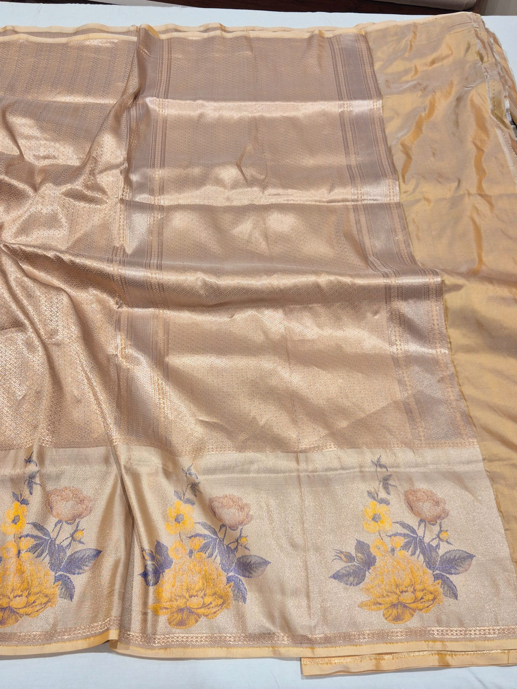 Apricot Mulberry Silk Banarasi saree blouse piece