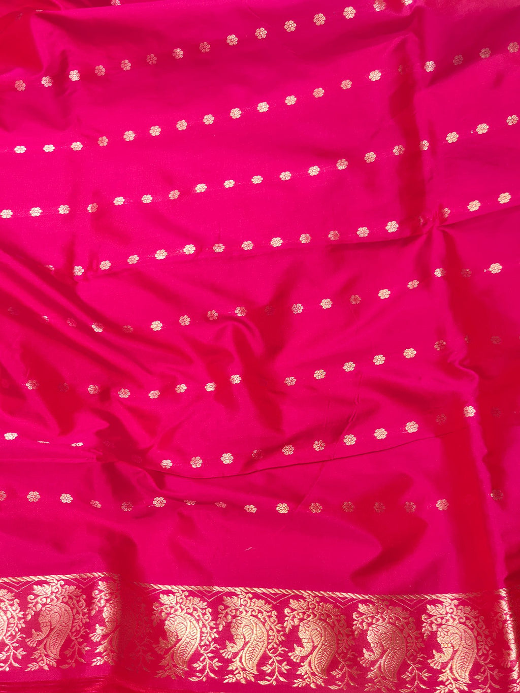 Rani Pink Katan Silk Banarasi saree texture detail