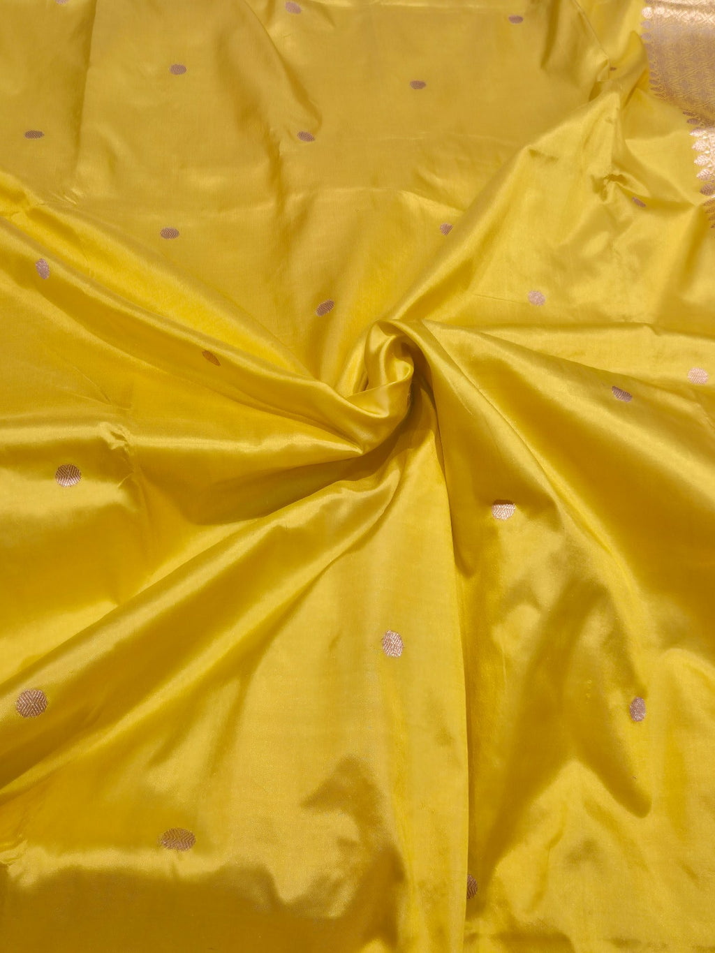 Yellow Katan Silk Banarasi saree blouse piece