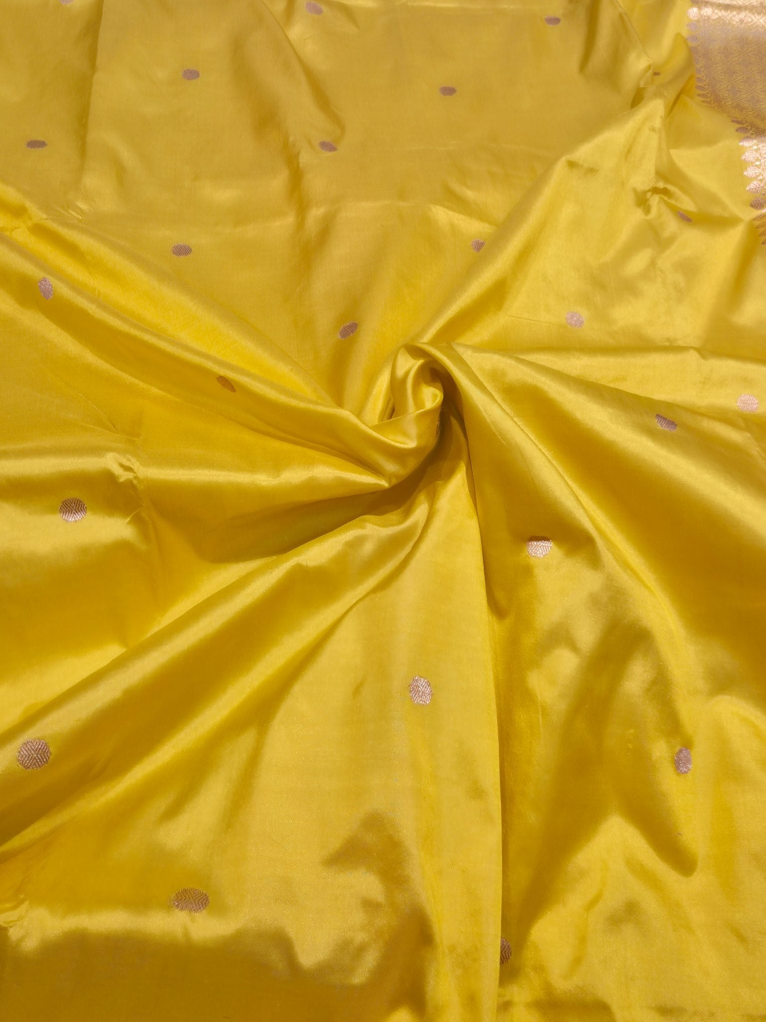 Yellow Katan Silk Banarasi saree blouse piece