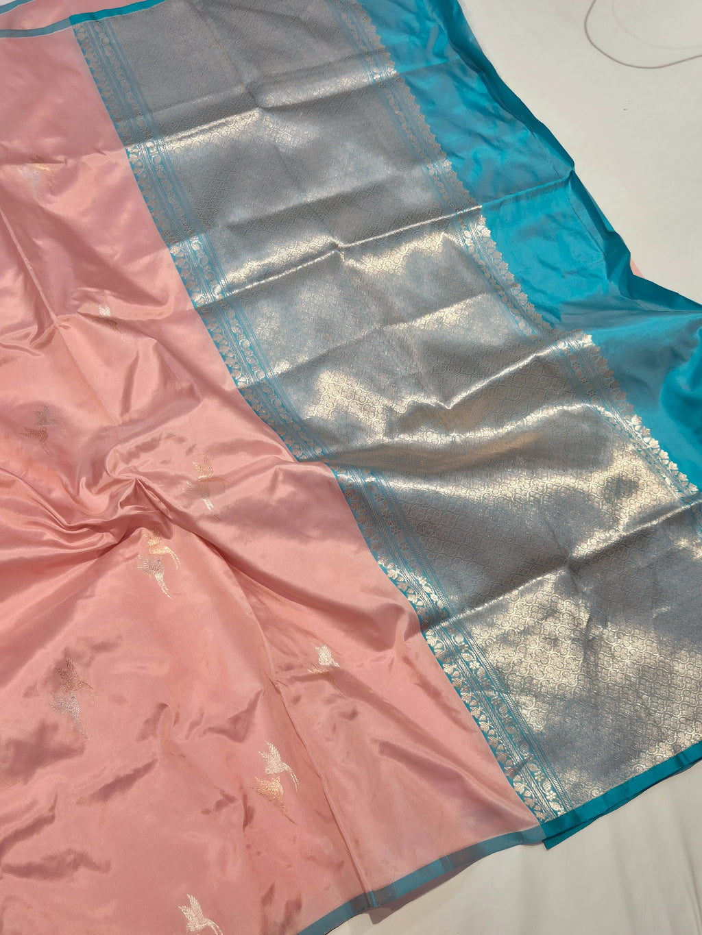 Onion Pink Katan Silk Banarasi saree blouse piece