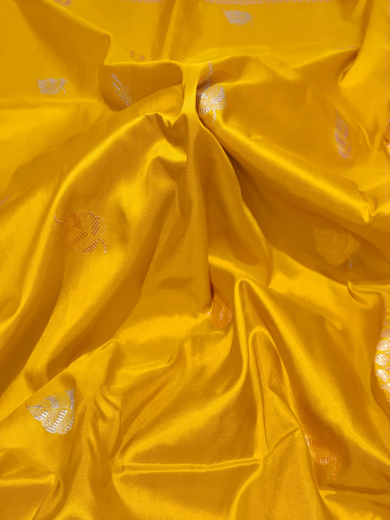 Yellow Katan Silk Banarasi saree blouse piece