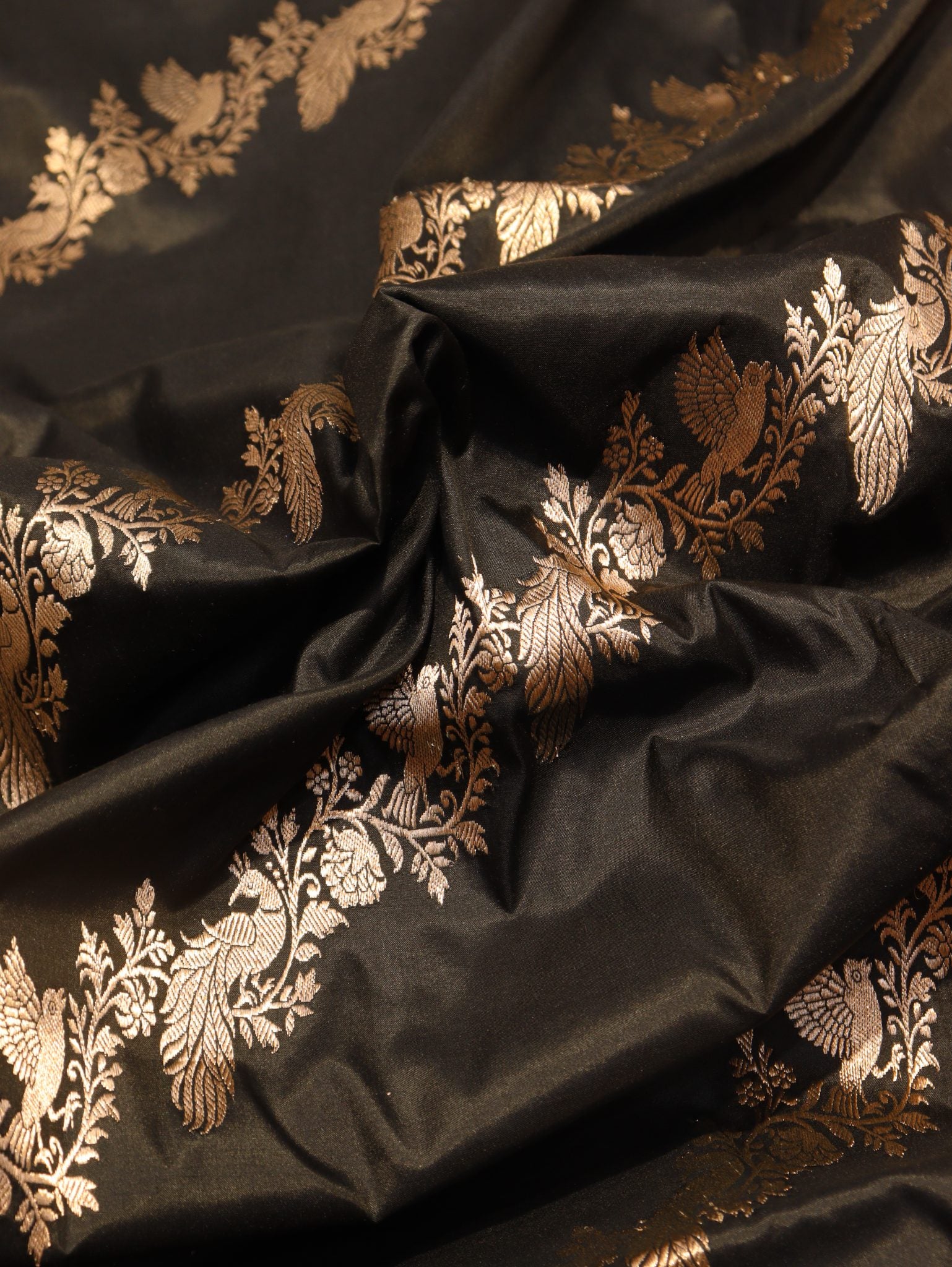 Black Katan Silk Banarasi saree blouse piece