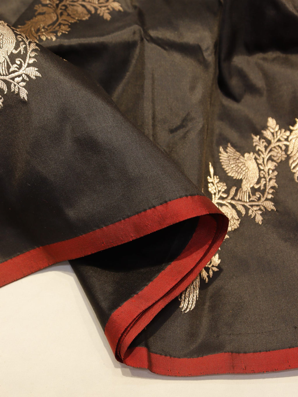 Black Katan Silk Banarasi saree full spread