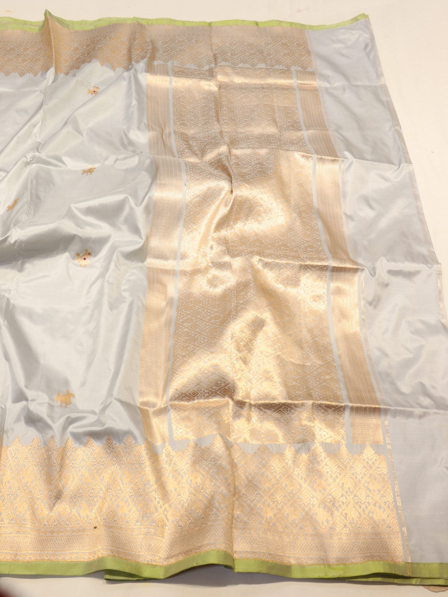 Ocean Mist Katan Silk Banarasi saree blouse piece