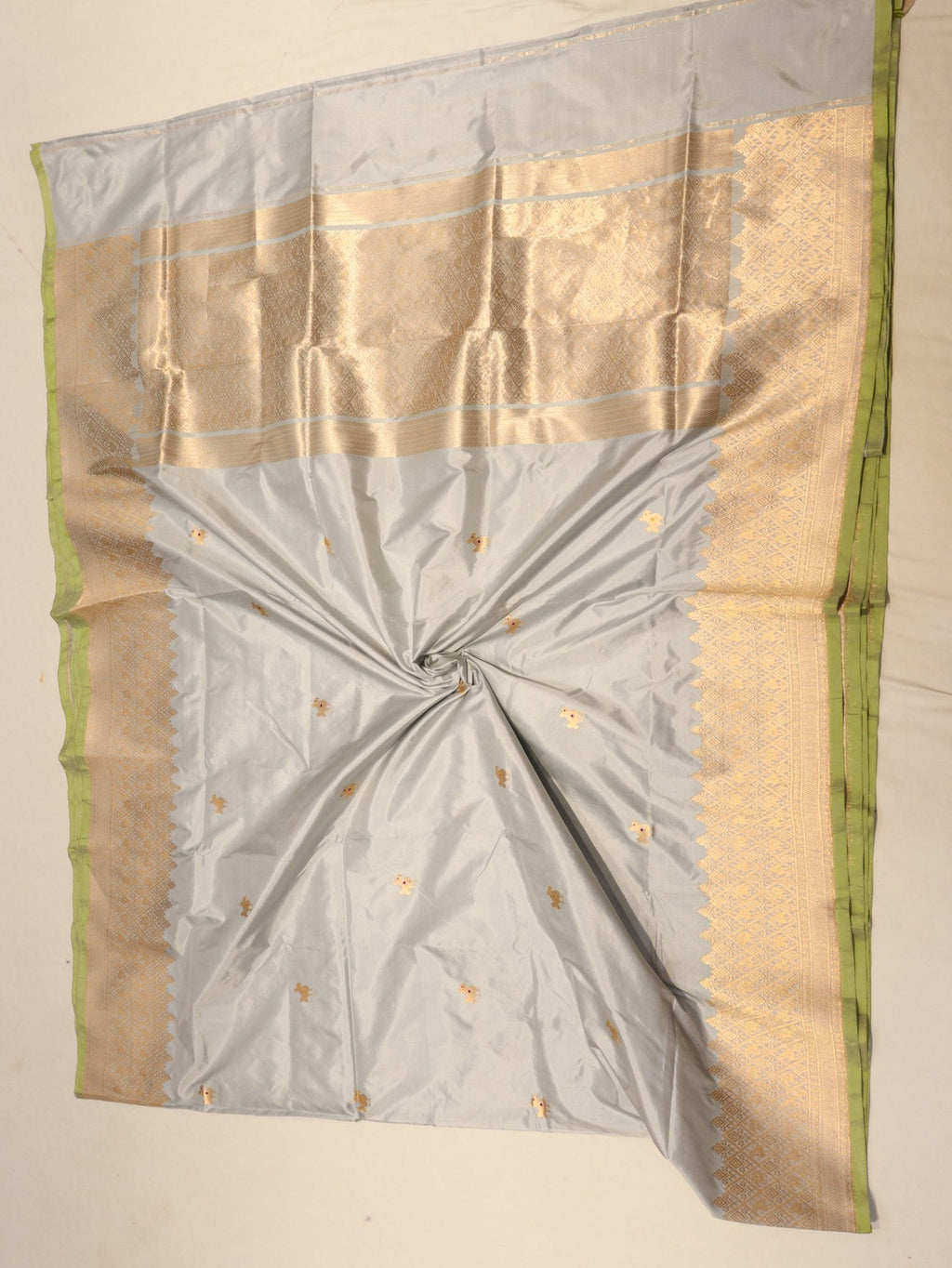 Ocean Mist Katan Silk Banarasi saree zari work detail