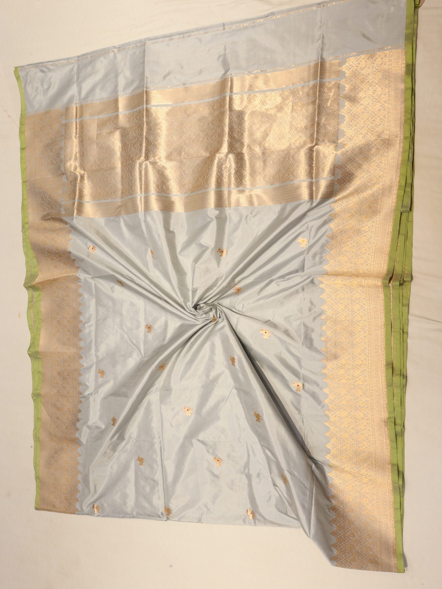 Ocean Mist Katan Silk Banarasi saree zari work detail