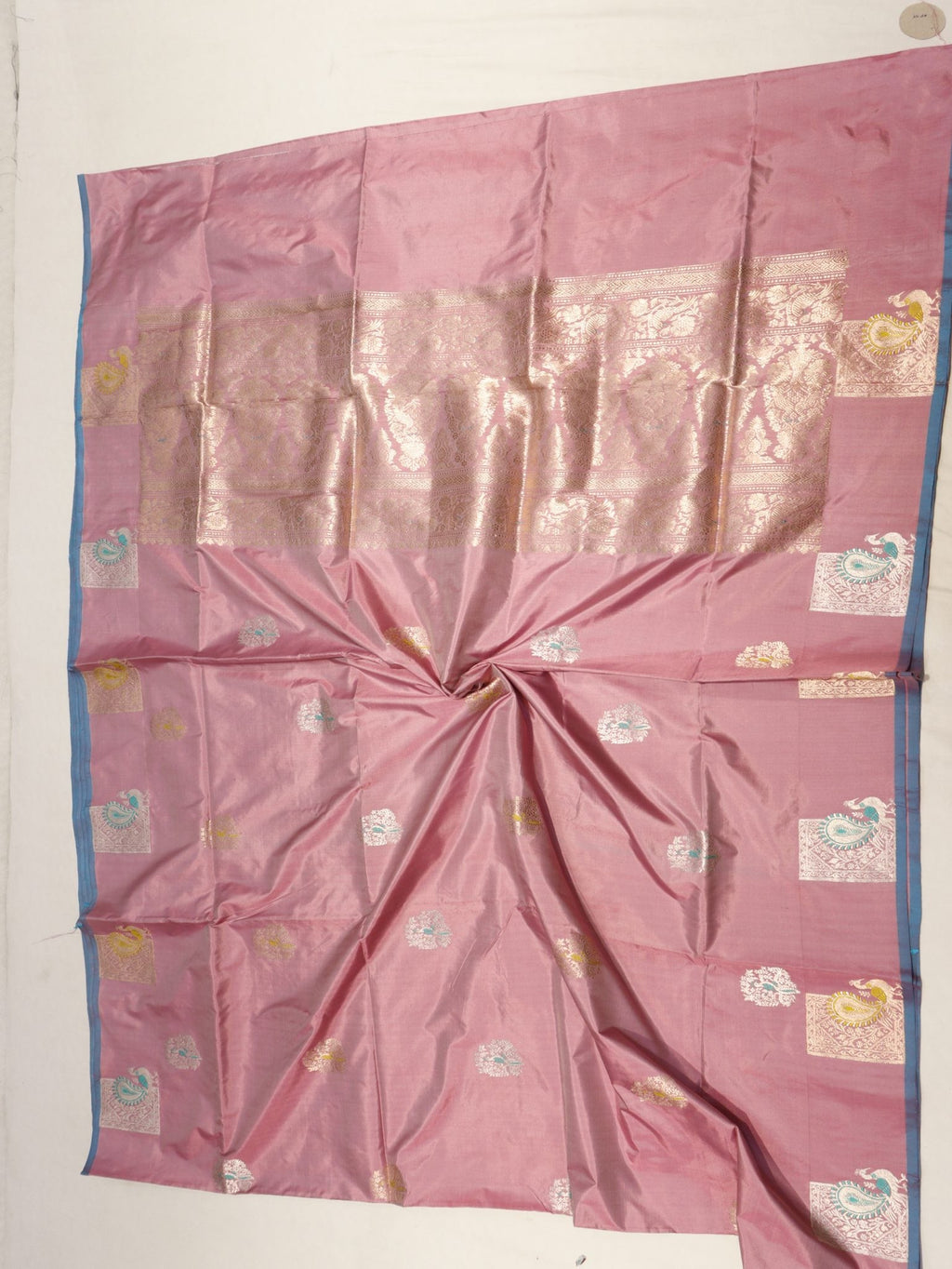 Pink Katan Silk Banarasi saree zari work detail
