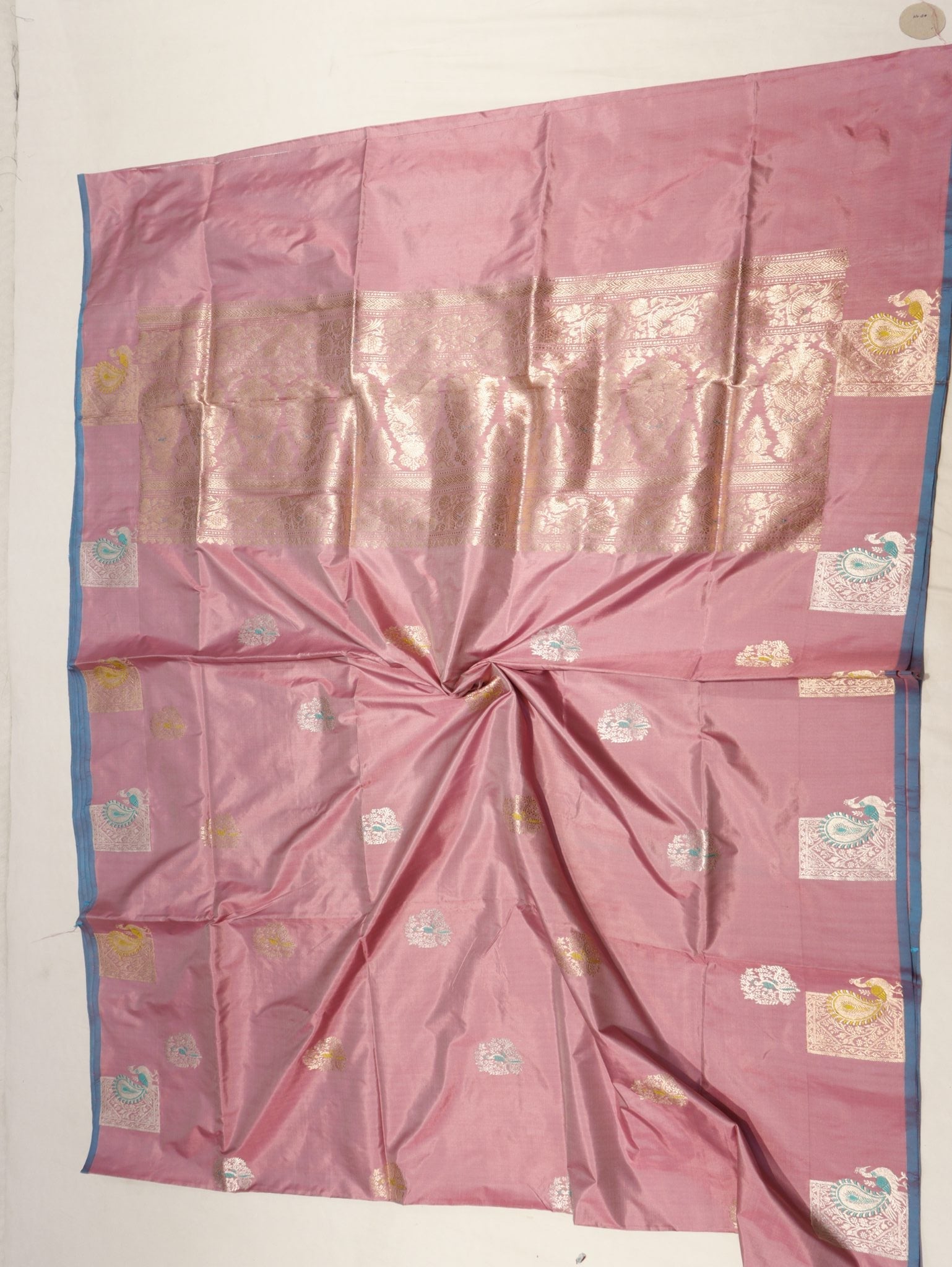 Pink Katan Silk Banarasi saree zari work detail