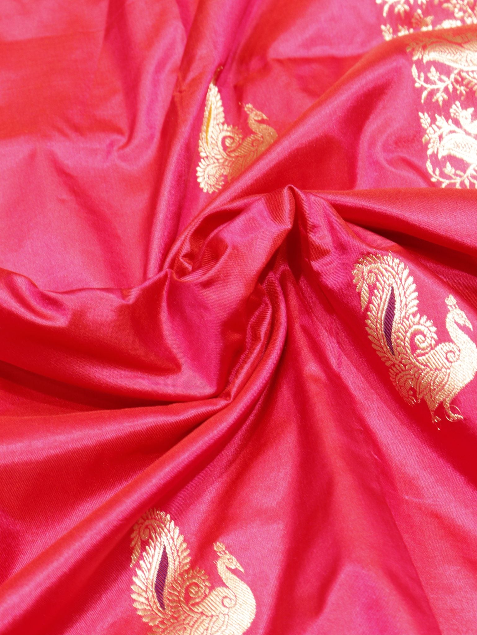 Dark Pink Katan Silk Banarasi saree blouse piece