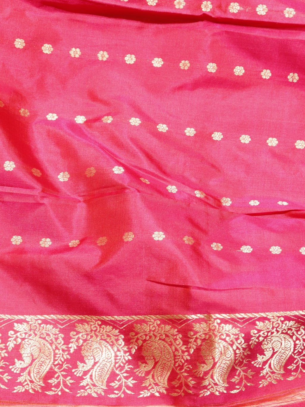 Dark Pink Katan Silk Banarasi saree texture detail