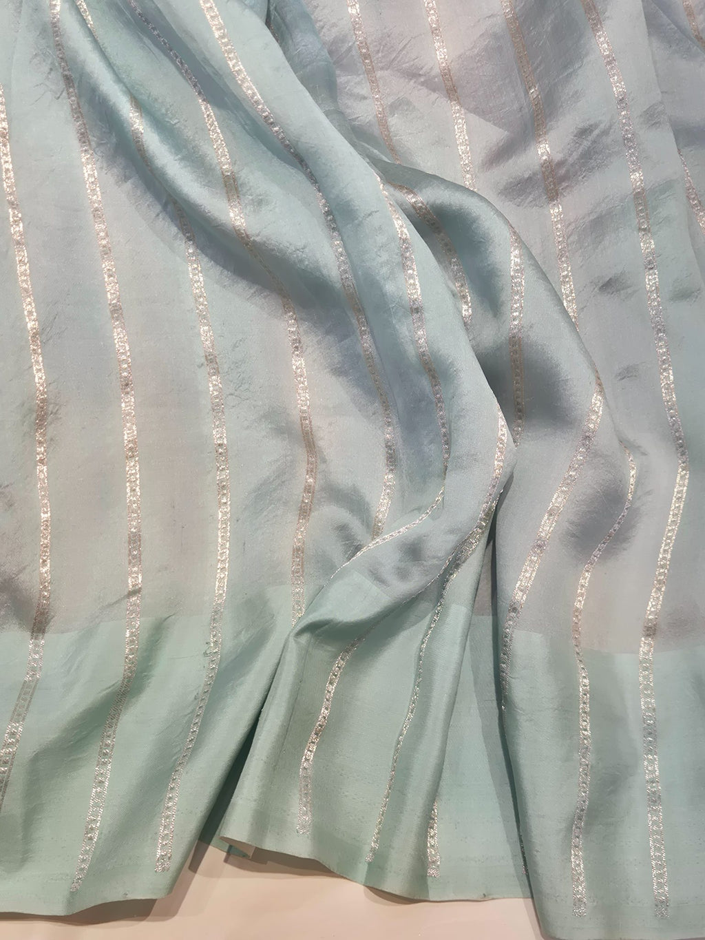 Warm Rust Peach Kora Silk Banarasi saree texture detail