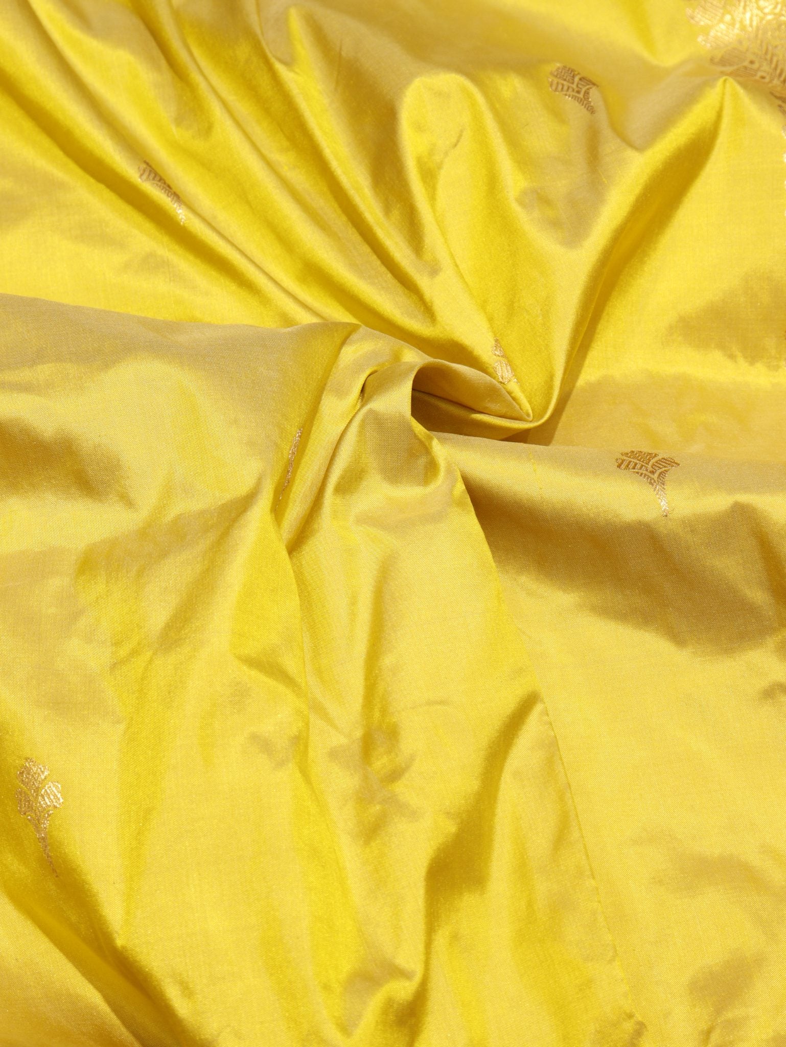 Yellow Katan Silk Banarasi saree blouse piece