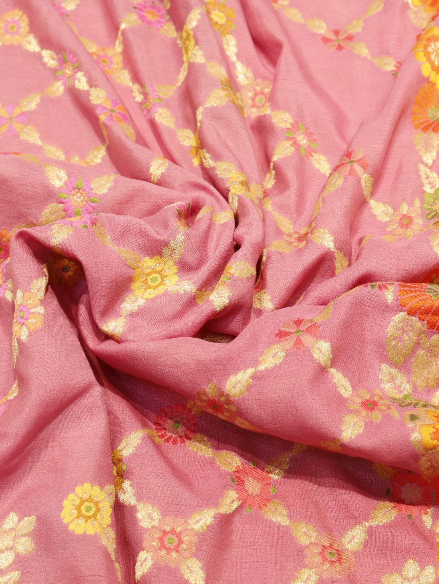 Pink Khaddi Georgette Banarasi saree blouse piece