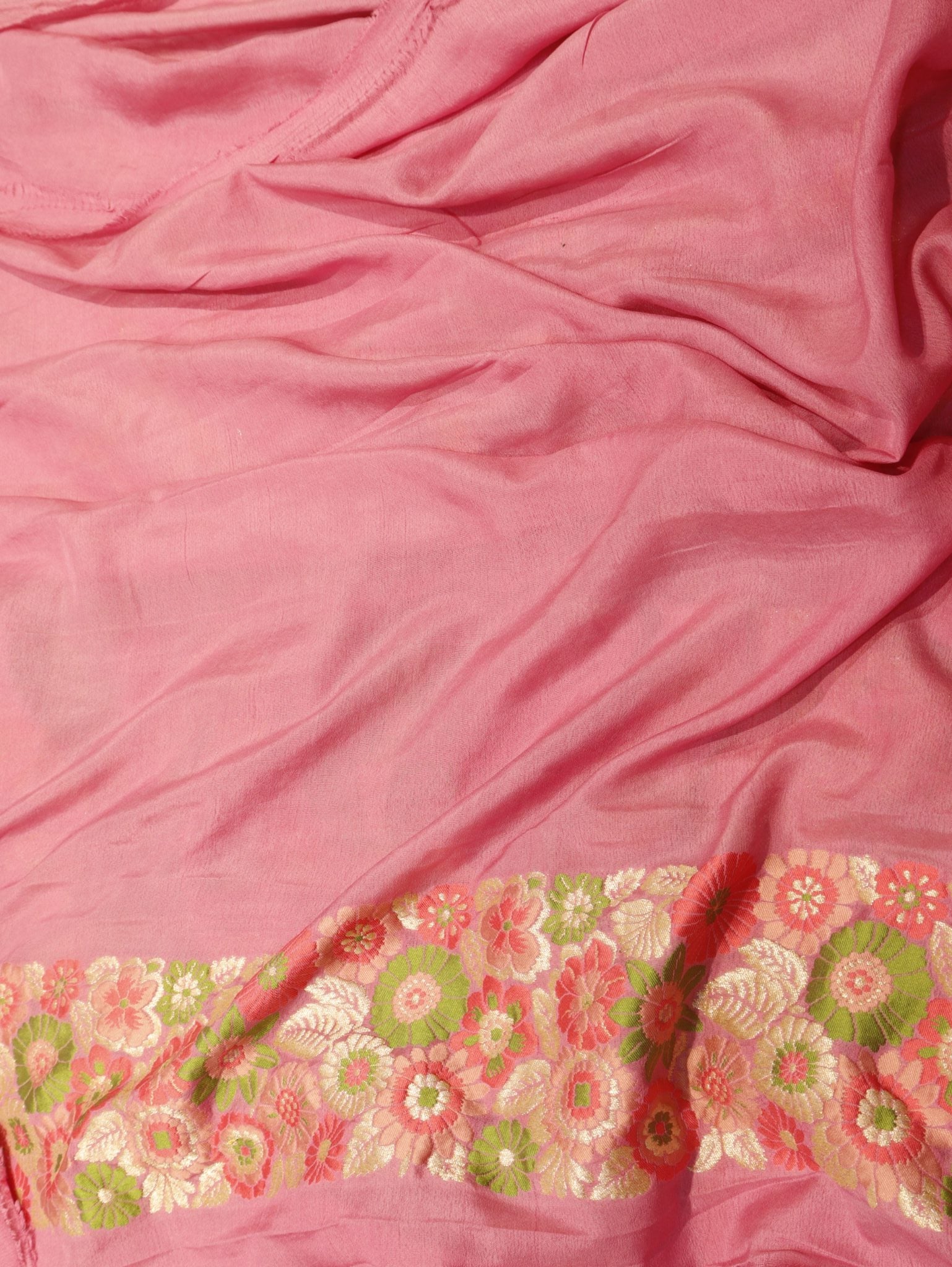 Pink Khaddi Georgette Banarasi saree zari work detail