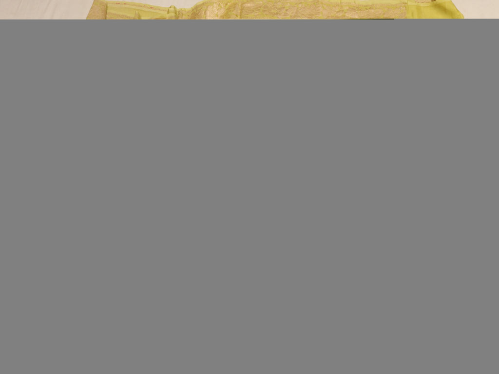 Lemon Yellow Khaddi Georgette Banarasi saree folded view