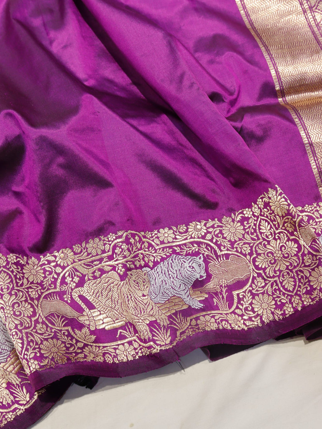 Purple Plum Katan Silk Banarasi saree blouse piece