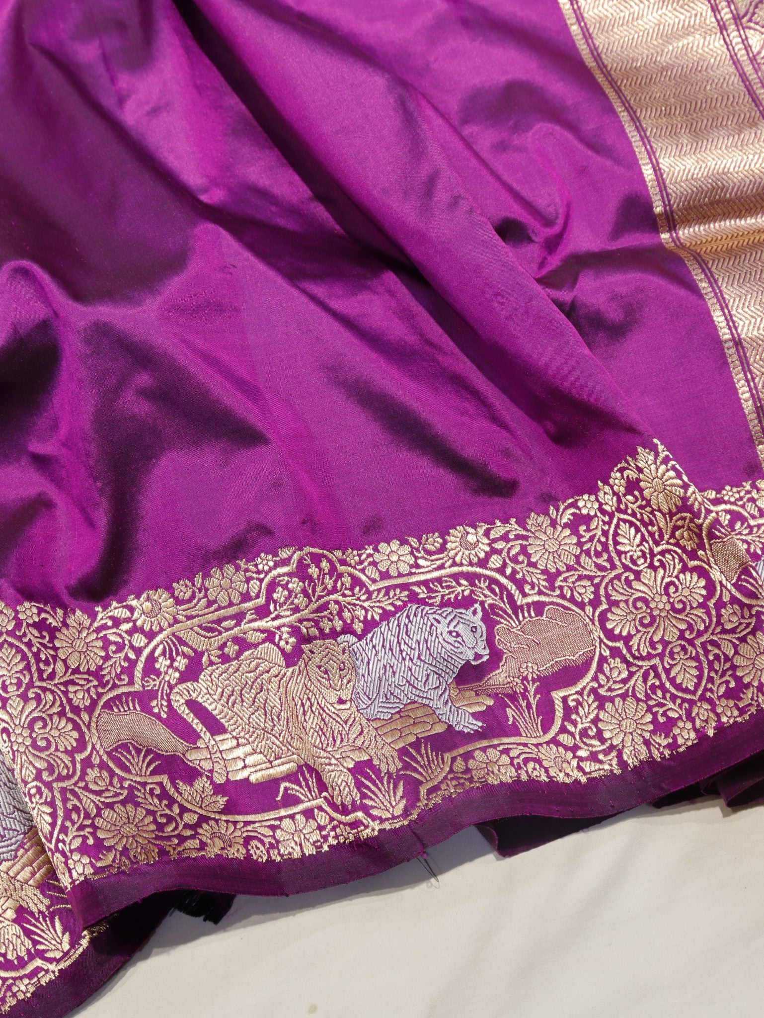 Purple Plum Katan Silk Banarasi saree blouse piece