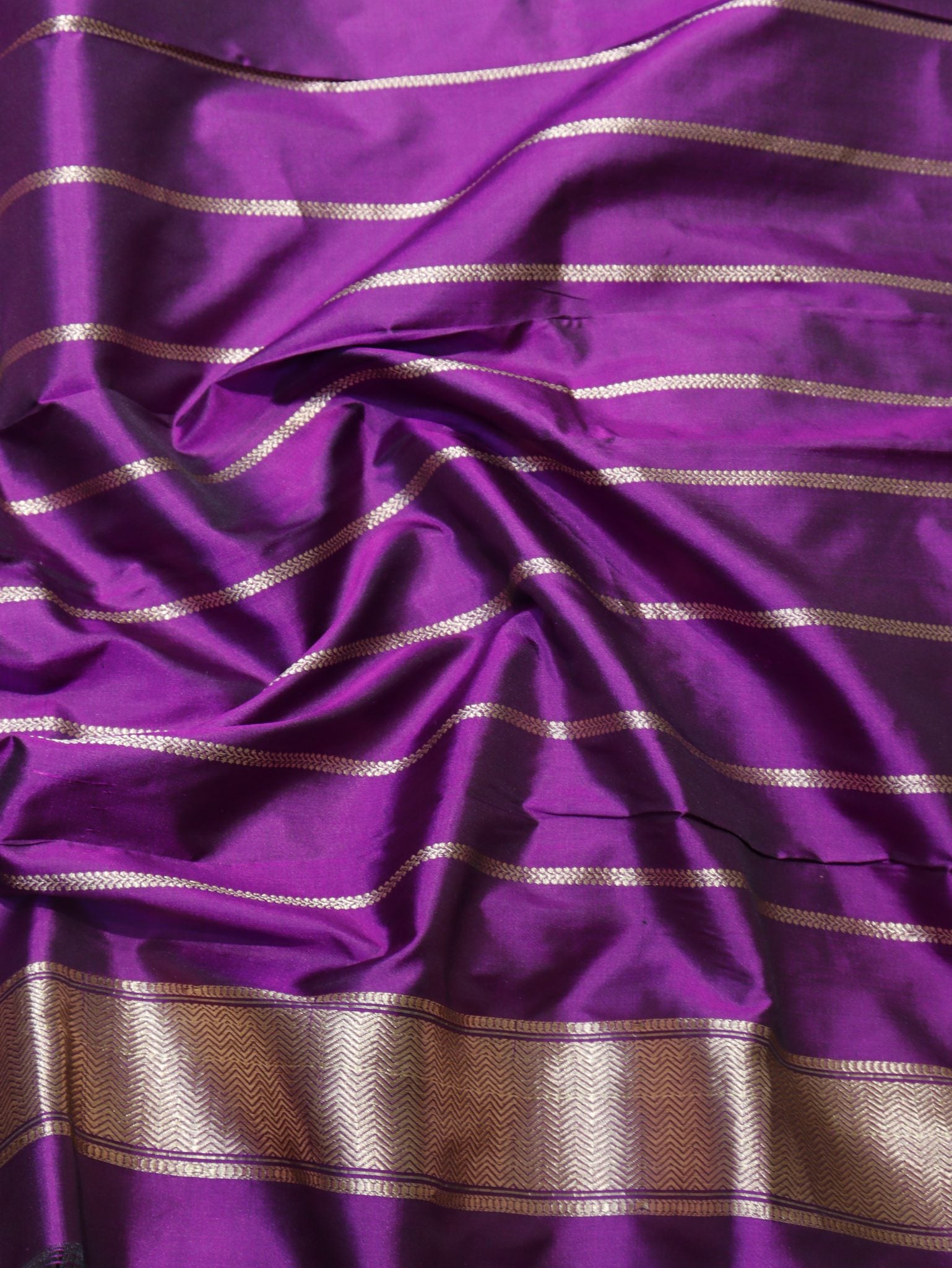 Purple Plum Katan Silk Banarasi saree texture detail