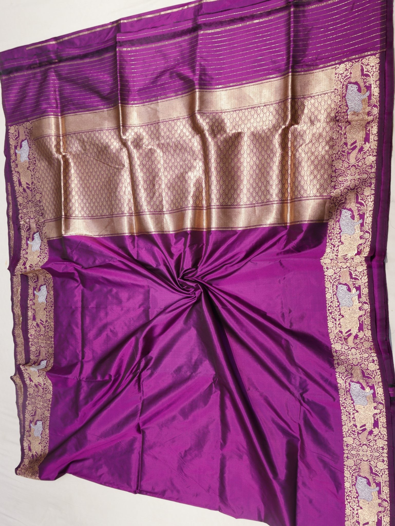 Purple Plum Katan Silk Banarasi saree zari work detail