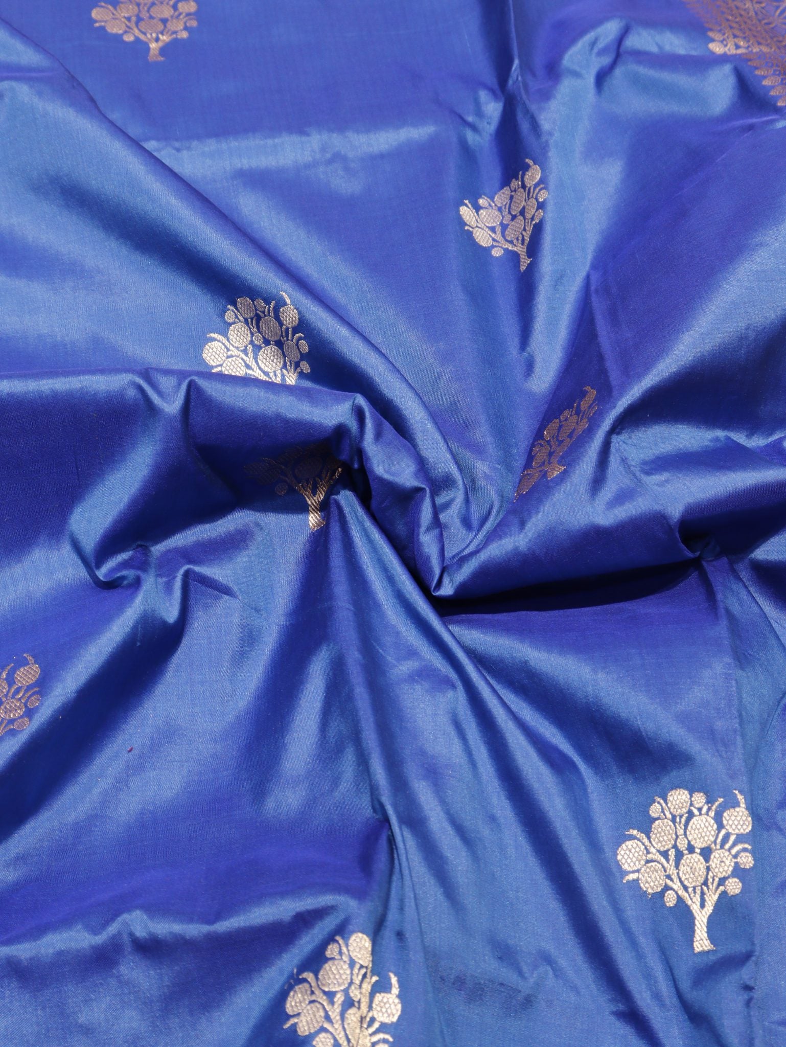 Blue Katan Silk Banarasi saree blouse piece