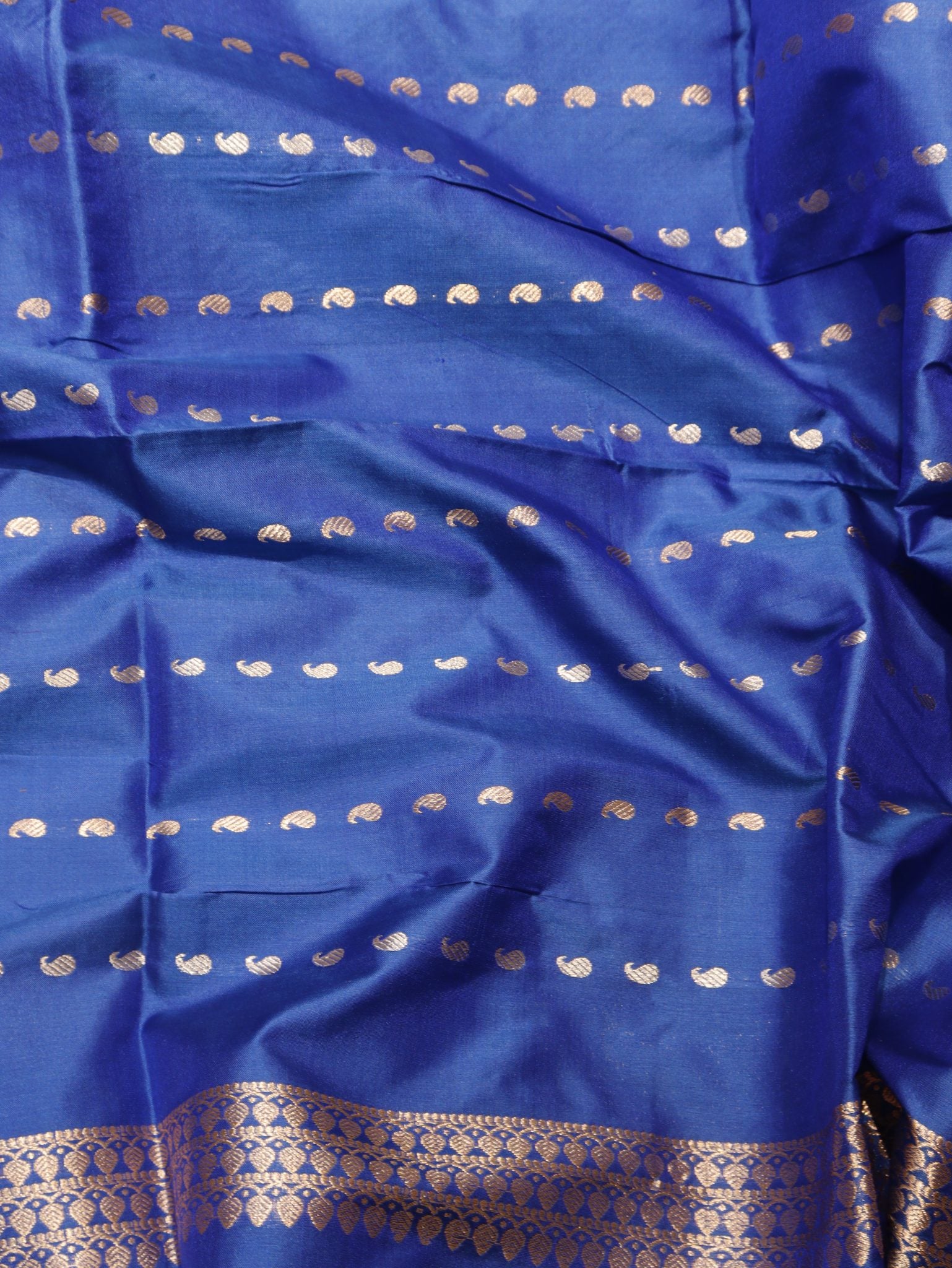 Blue Katan Silk Banarasi saree zari work detail