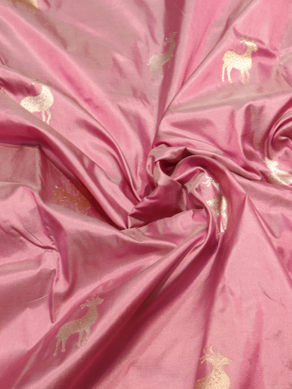 Pink Katan Silk Banarasi saree border closeup