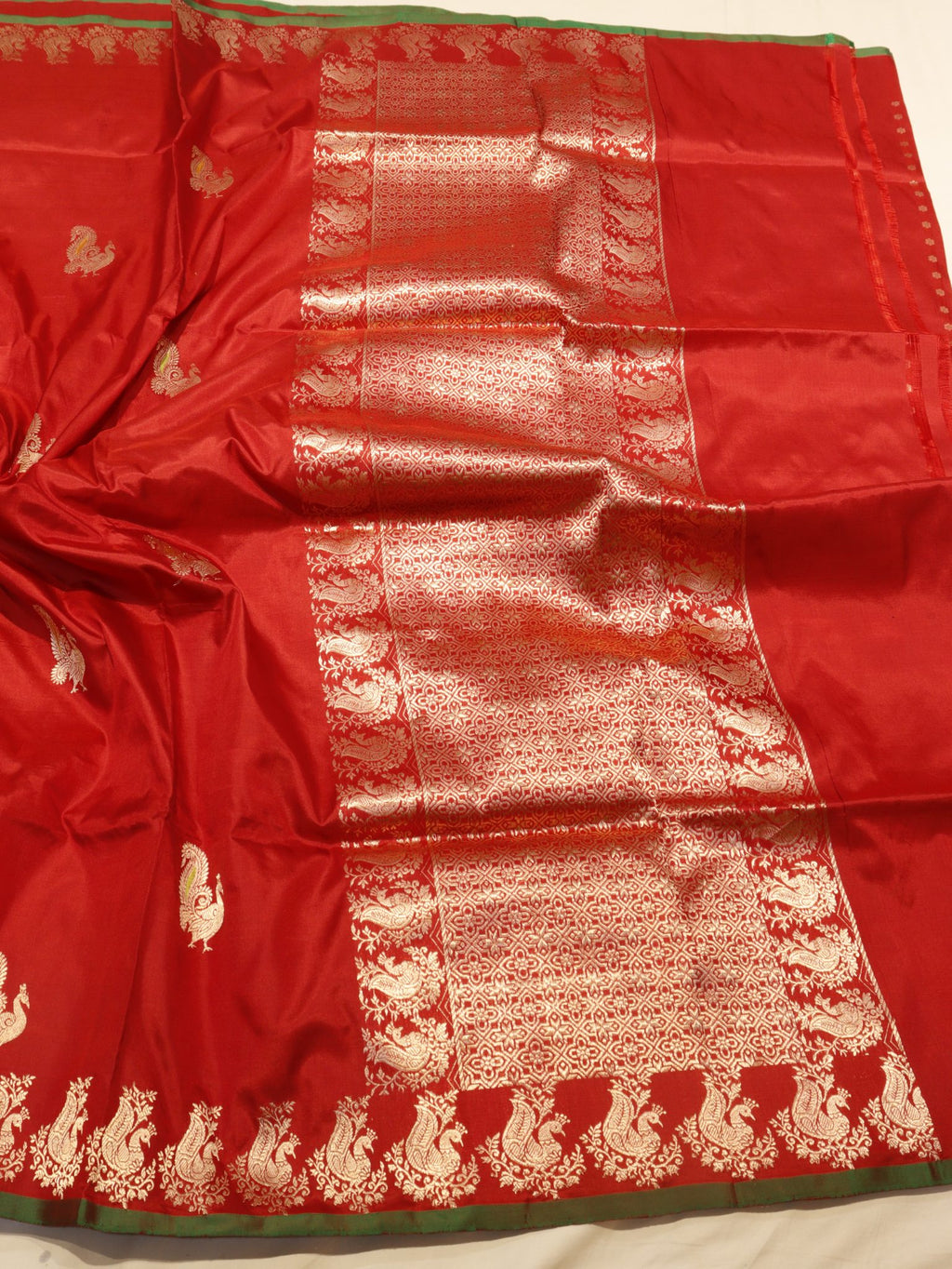 Red Katan Silk Banarasi saree blouse piece