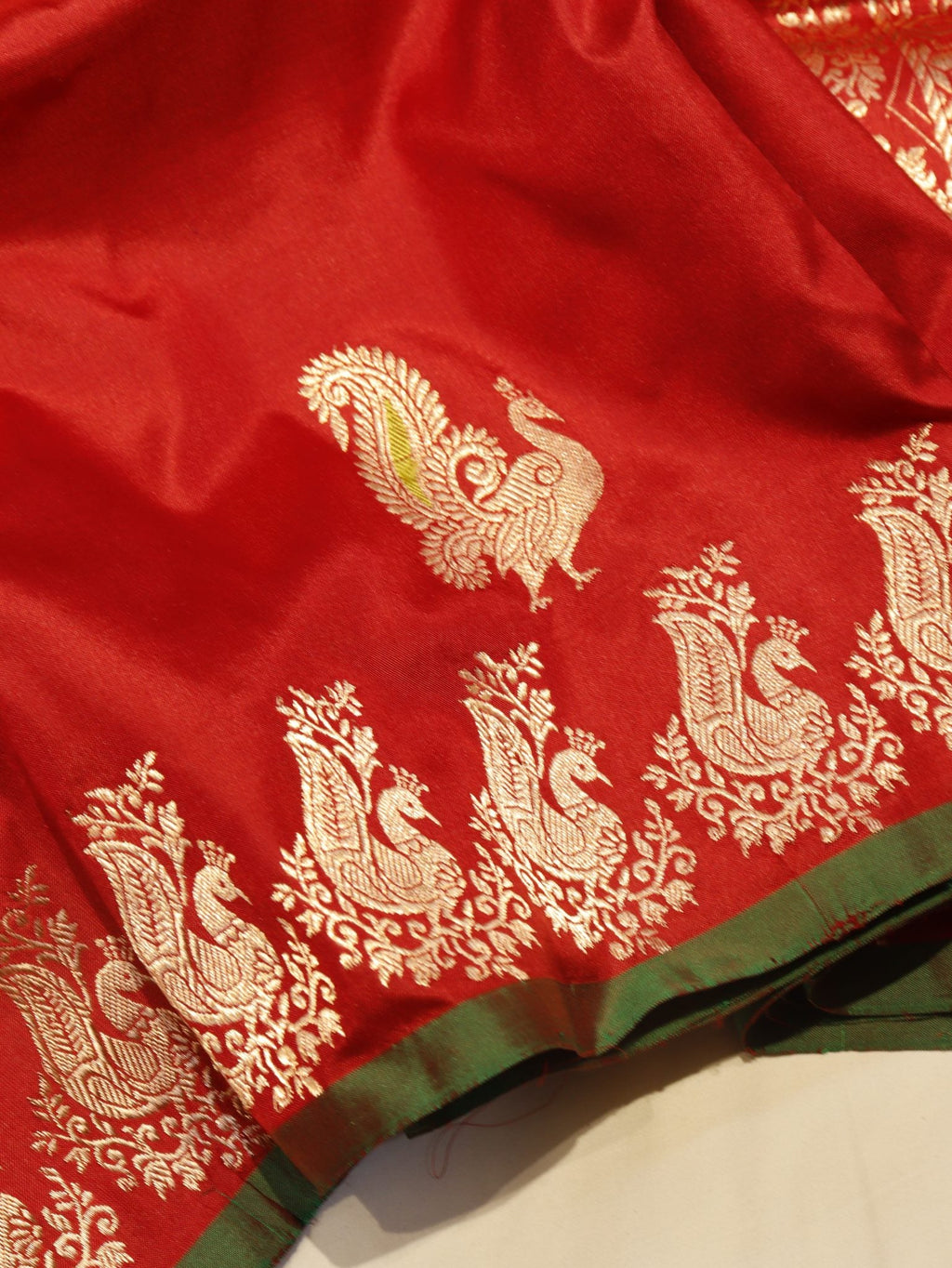 Red Katan Silk Banarasi saree full spread