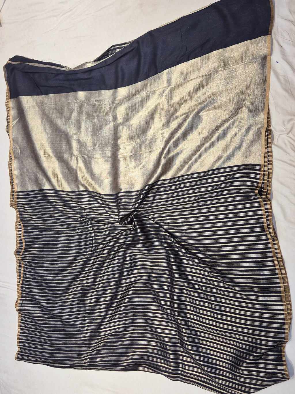 Deep Midnight Blue Moonga Silk Banarasi saree zari work detail