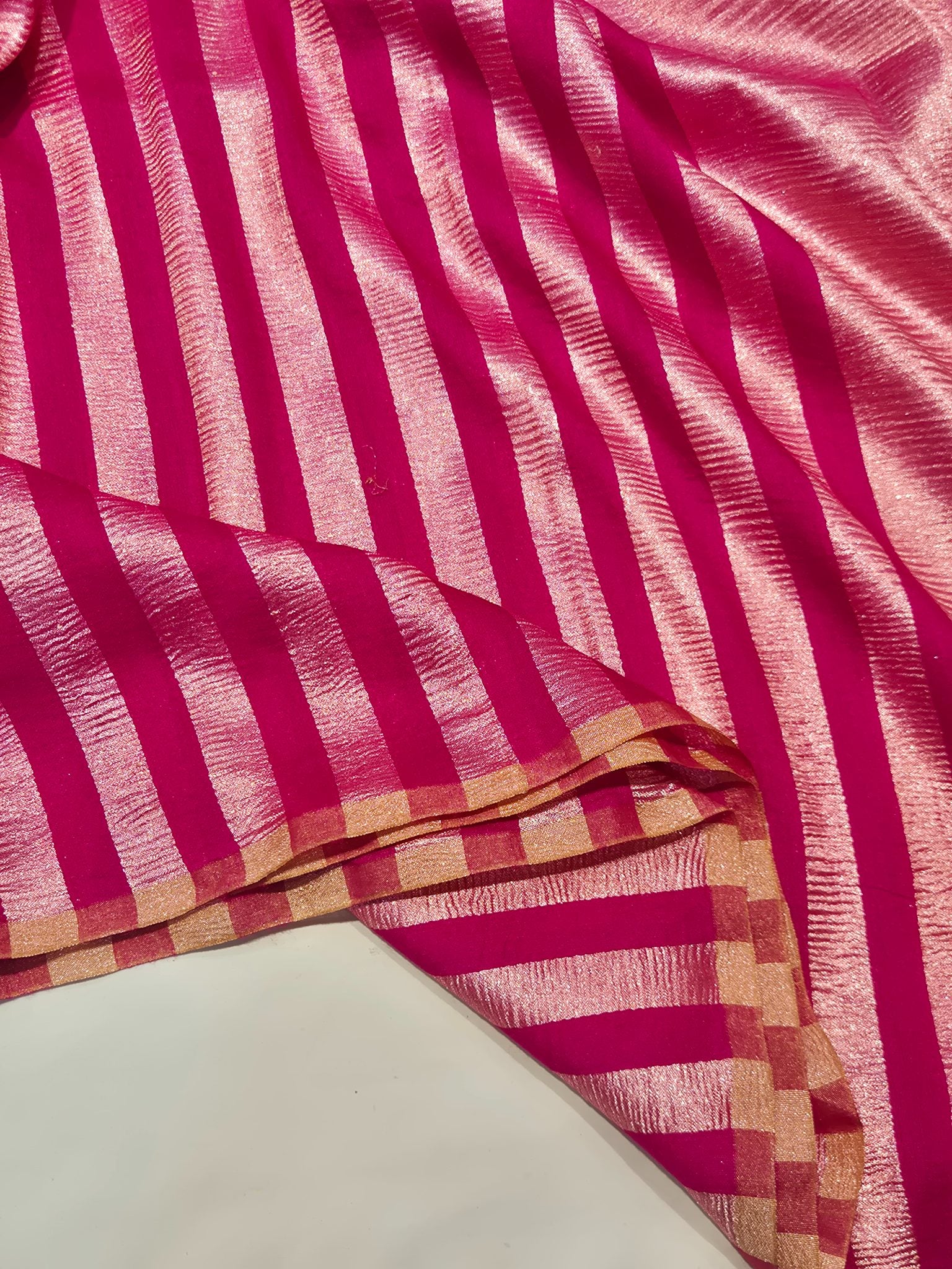 Pink Moonga Silk Banarasi saree blouse piece