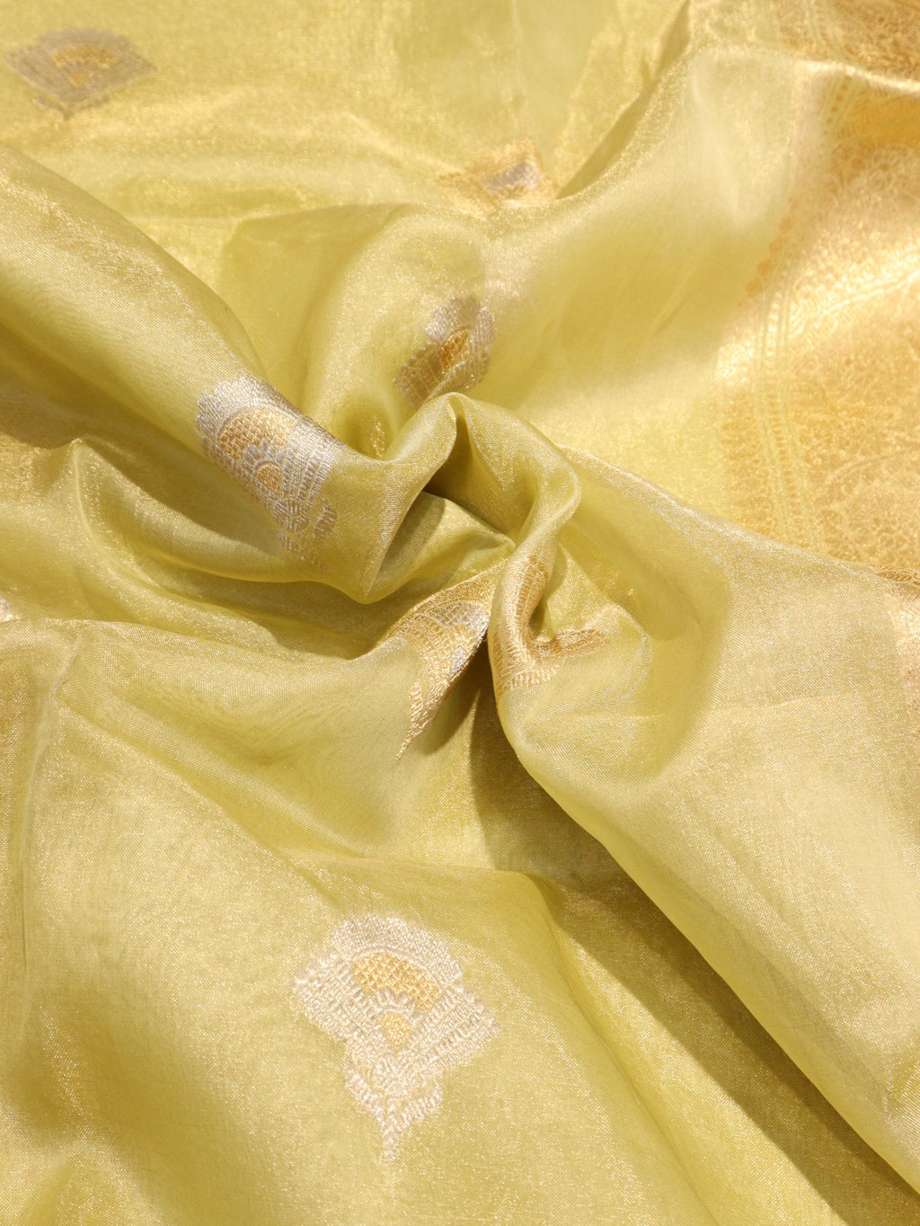 Pista Green Pure Kora Tissue Banarasi saree blouse piece