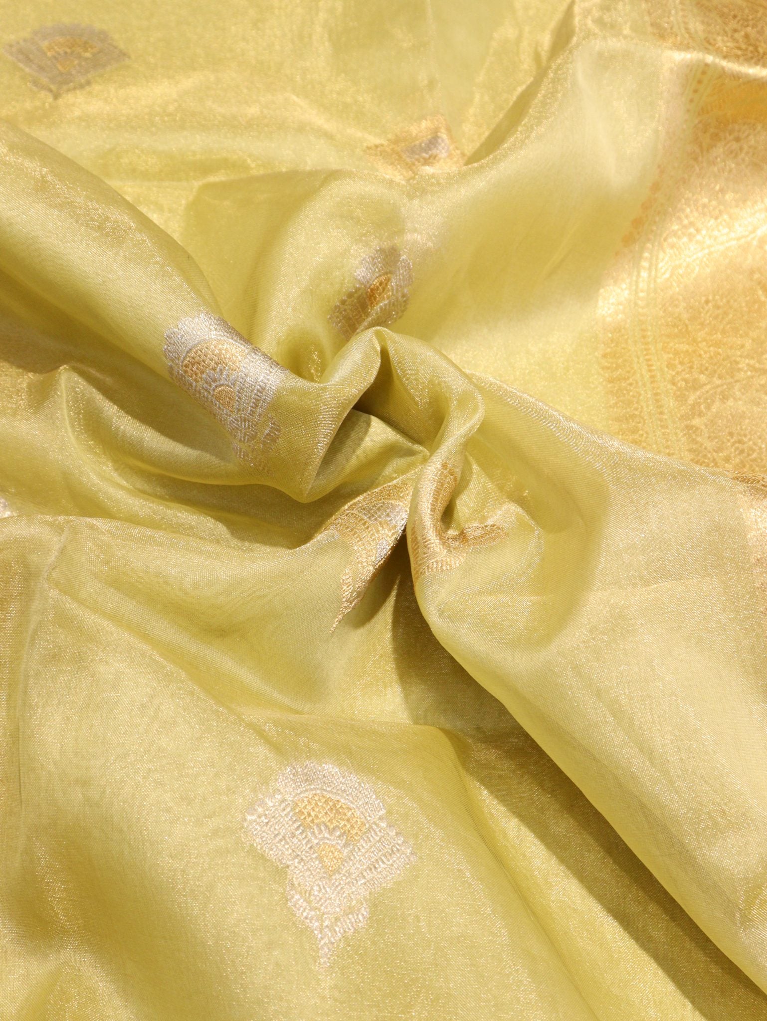 Pista Green Pure Kora Tissue Banarasi saree blouse piece
