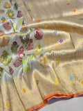 Ice Tissue Silk Banarasi saree front drape view