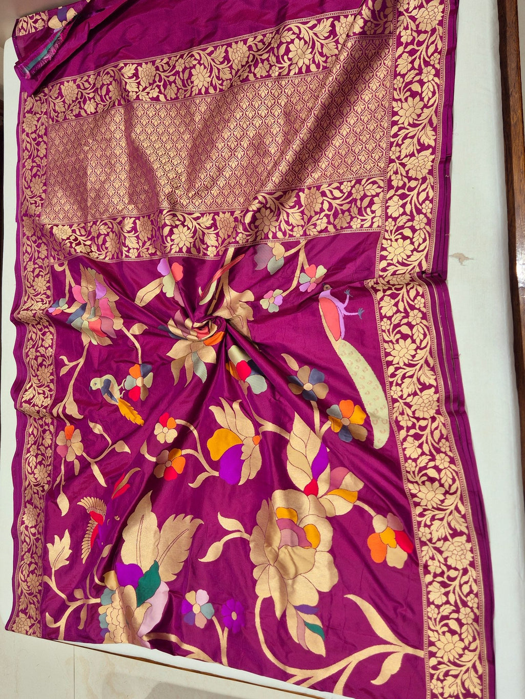 Mulberry Katan Silk Banarasi saree texture detail