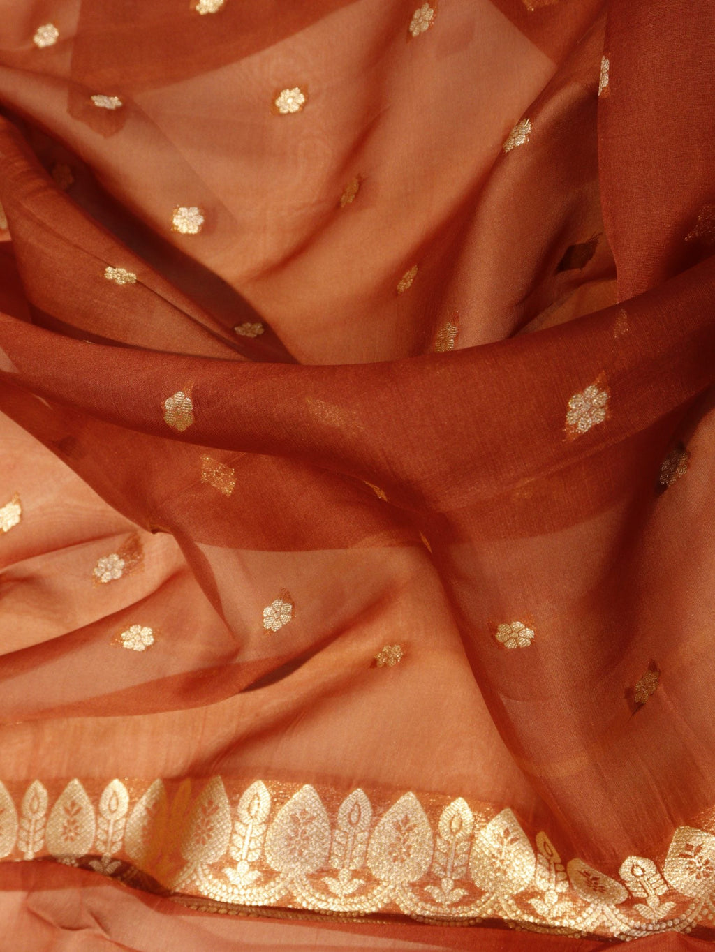 Green Kora Silk Banarasi saree texture detail