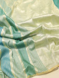 Mint Moonga Silk Banarasi saree front drape view