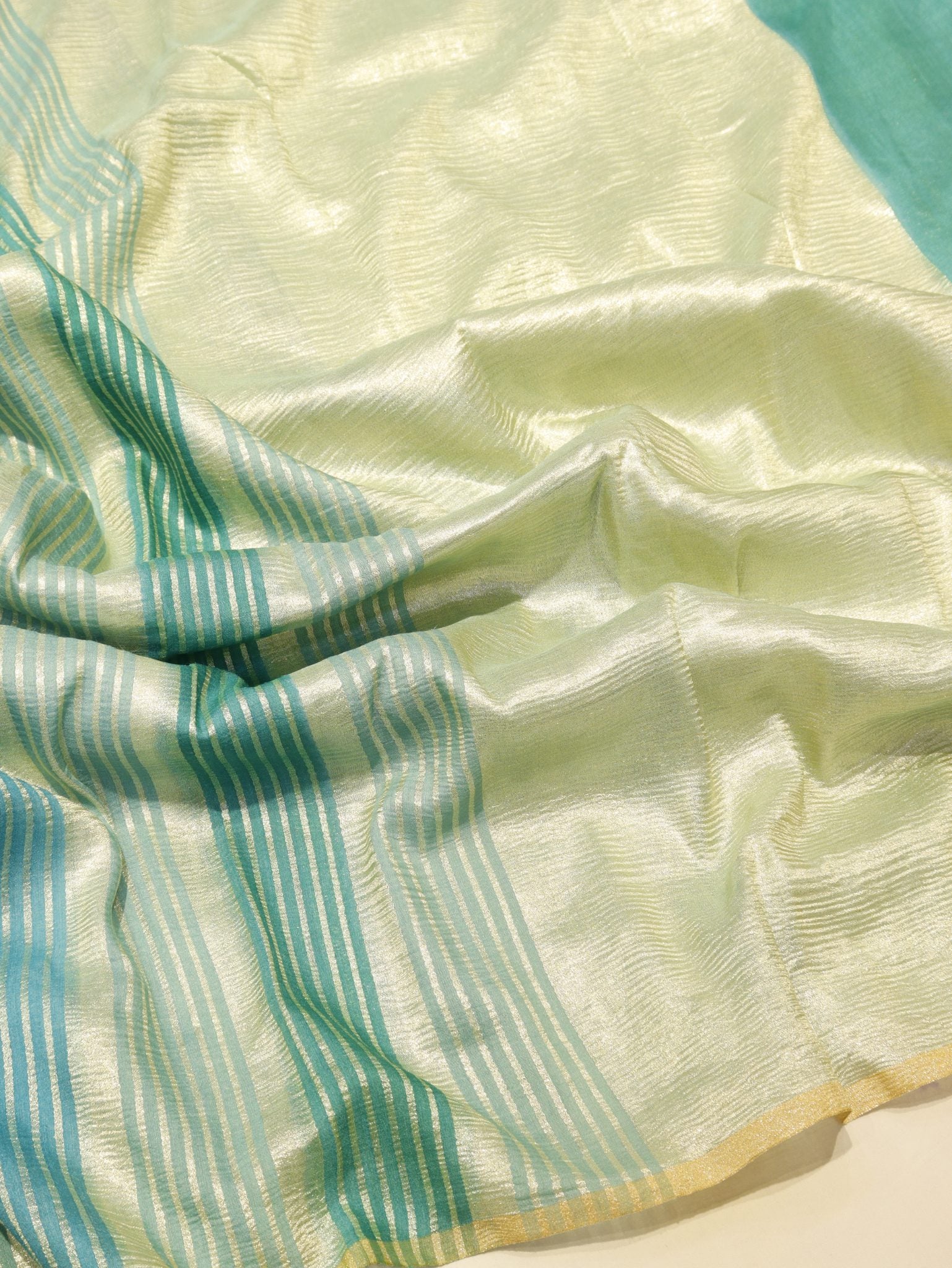 Mint Moonga Silk Banarasi saree pallu detail