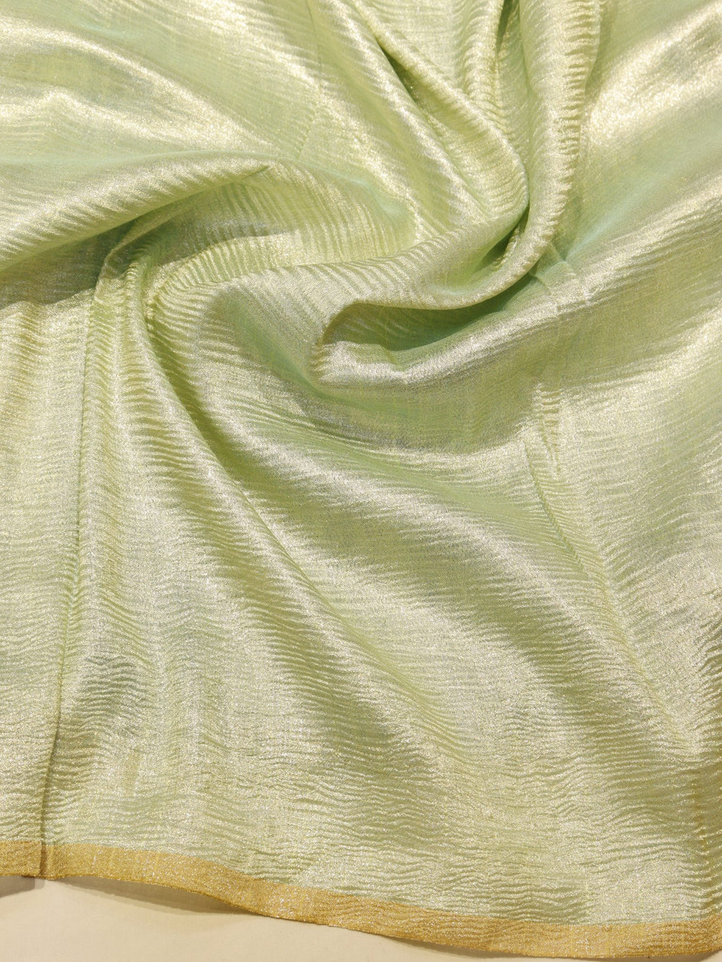 Mint Moonga Silk Banarasi saree texture detail