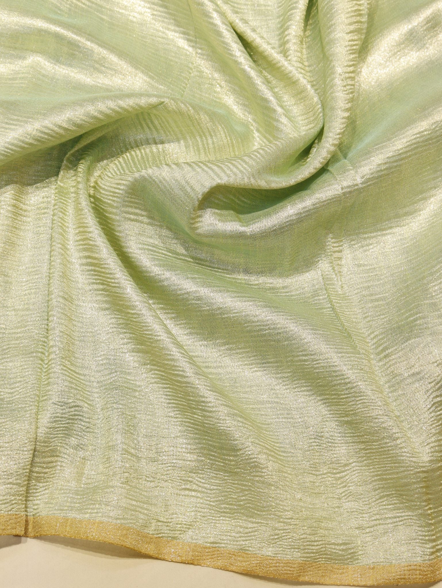 Mint Moonga Silk Banarasi saree texture detail