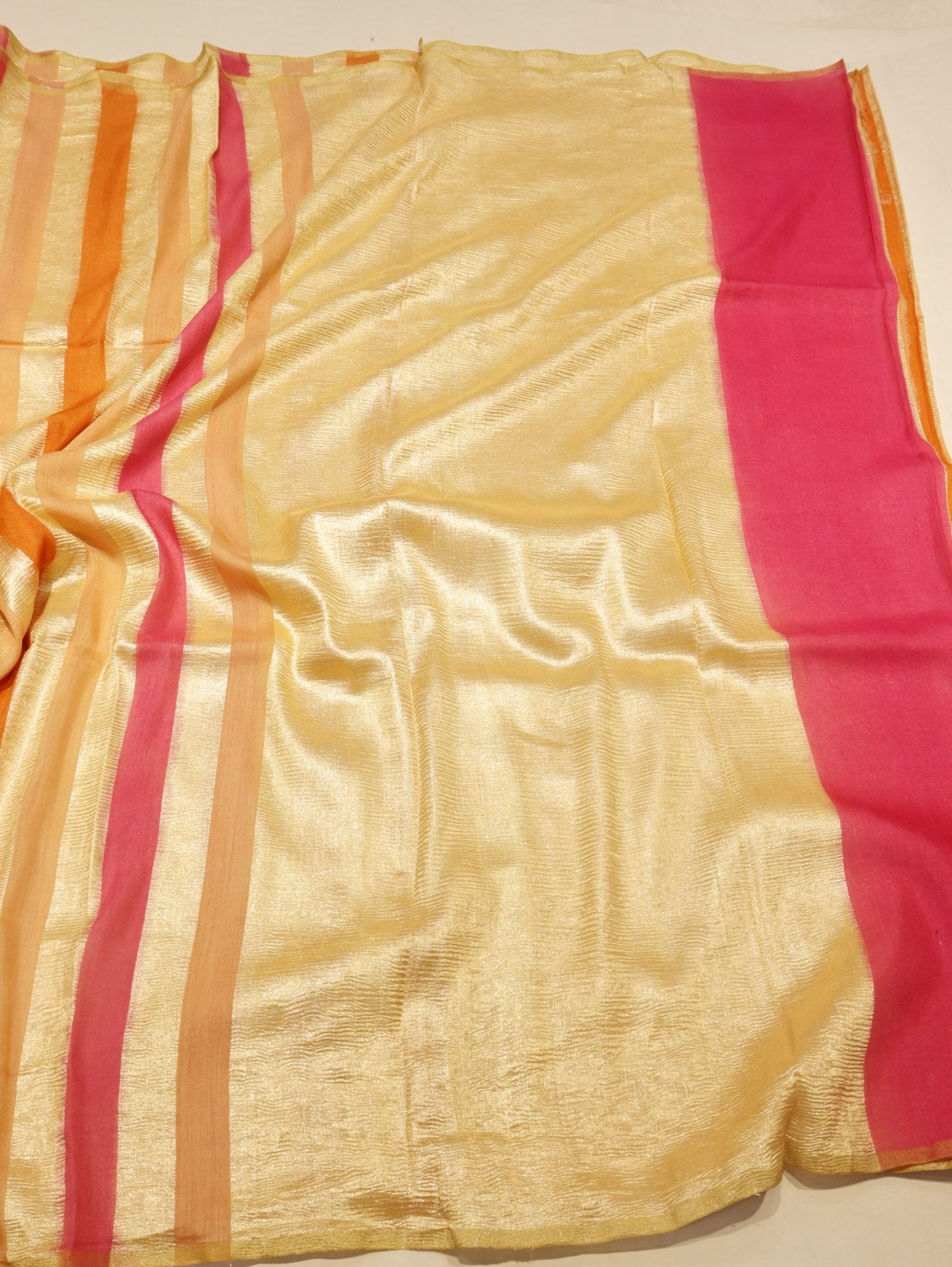 Pink Moonga Silk Banarasi saree full spread