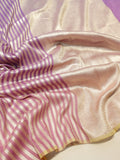 Orchid Moonga Silk Banarasi saree front drape view