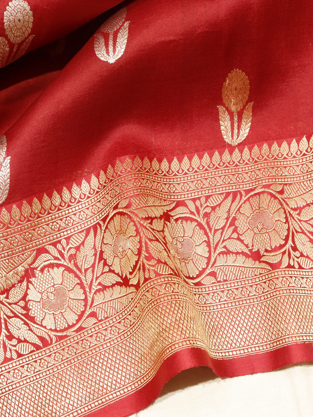 Maroon Kora Silk Banarasi saree blouse piece