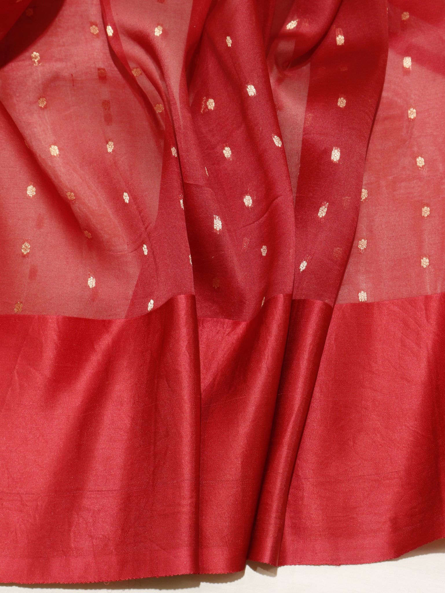Maroon Kora Silk Banarasi saree texture detail