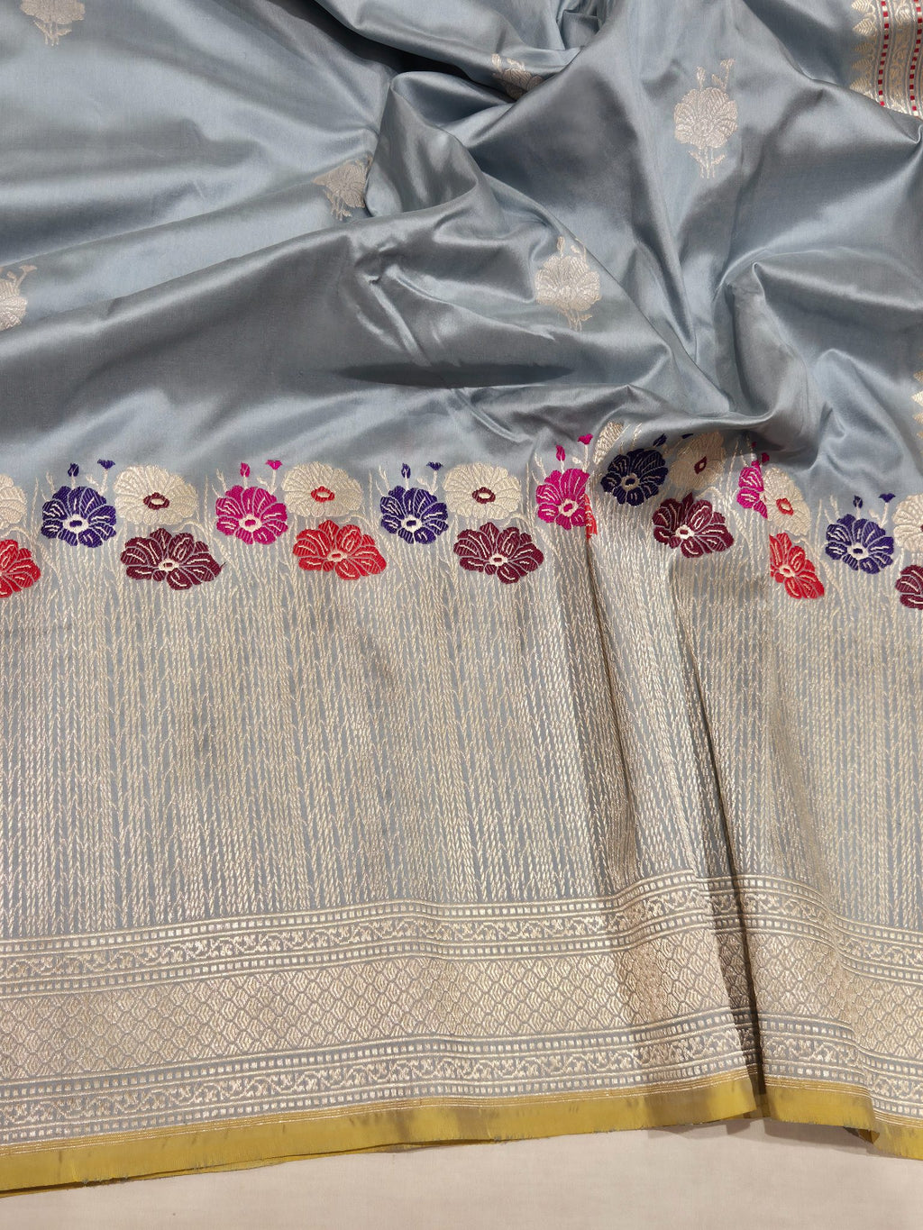 Powder Blue Katan Silk Banarasi saree blouse piece