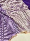 Purple Moonga Silk Banarasi saree front drape view