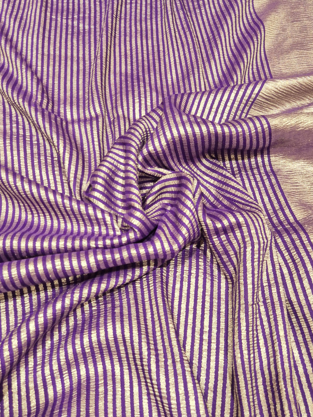 Purple Moonga Silk Banarasi saree pallu detail