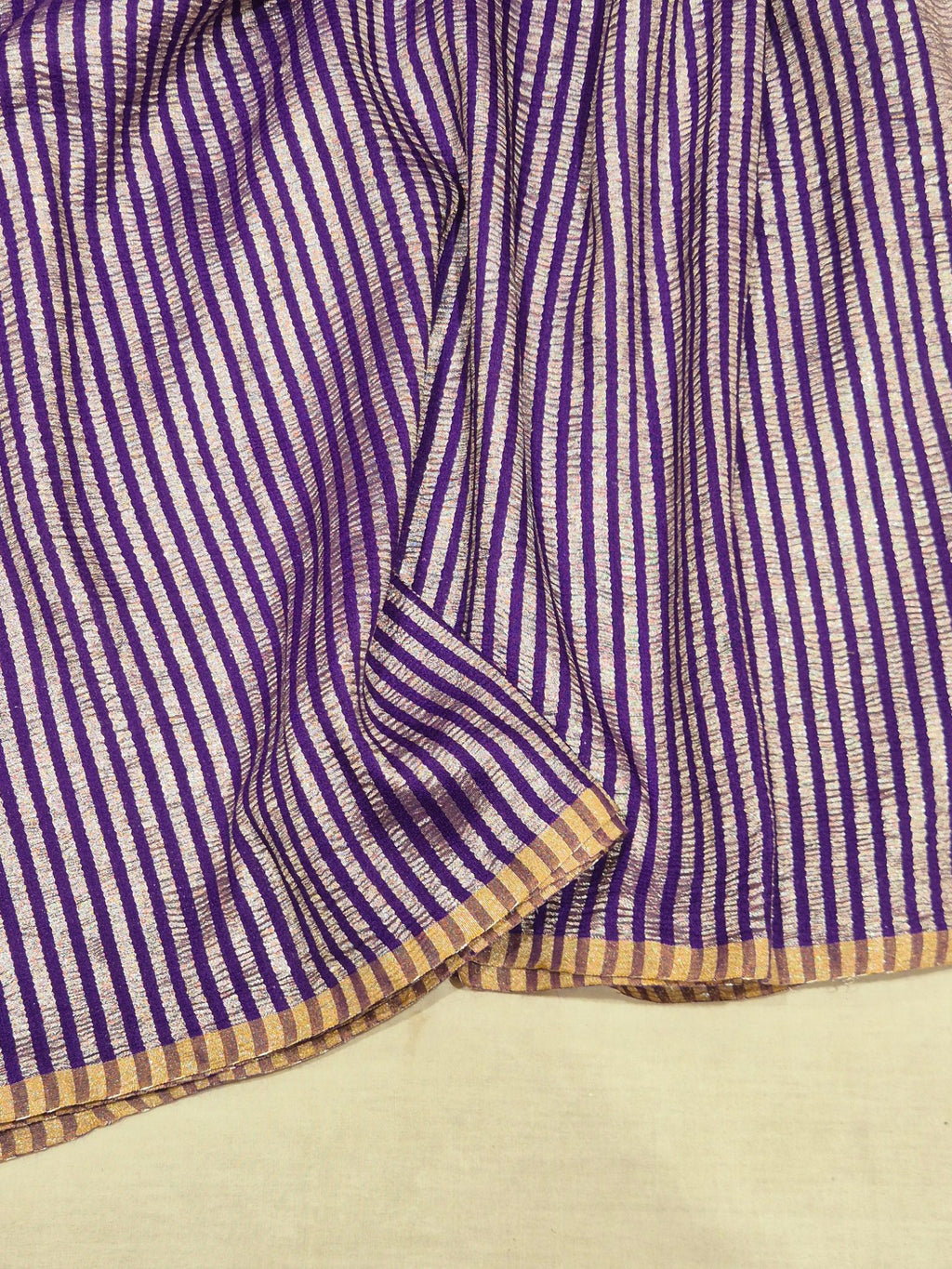 Purple Moonga Silk Banarasi saree blouse piece