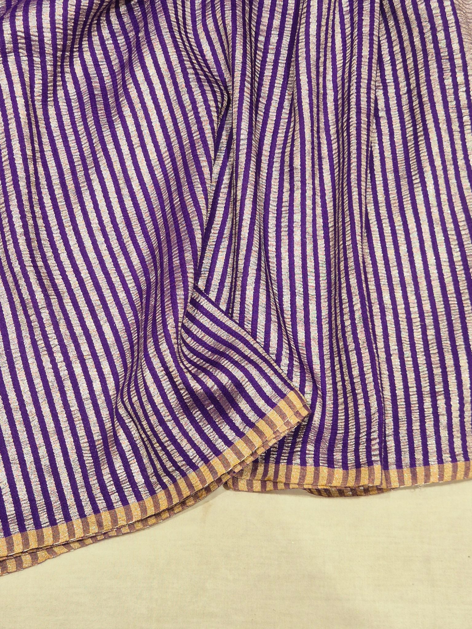 Purple Moonga Silk Banarasi saree blouse piece